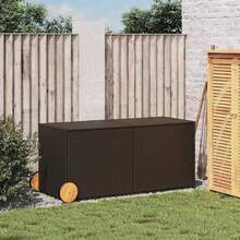 vidaXL Patio Storage Box Poly Rattan Brown - Brown/50" X 21.7" X 22"/23.4" - View 3