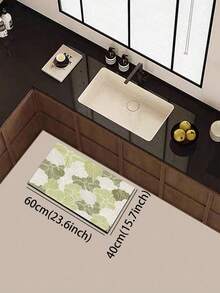 1pc Mori Style Light Green Hand-Painted Floral Diatomaceous Earth Mat, Rubber Non-Slip Bottom Oil-Resistant, 3.5mm Cuttable, Fresh Plant Style, Kitchen Countertop Multi-Scene Absorbent Decorative Pad - Multicolor - View 12