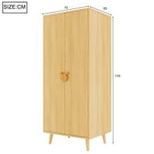 Wardrobe (Single Piece, 70 X 55 X 170 Cm), Double-Door Design With Spacious Storage Compartments, Cartoon-Shaped Handles, And Raised Legs, Wood Color. - 1 - View 7