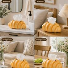 1pc Realistic Bread Shaped Tissue Box, Fun Pretzel Toast Design, Tissue Box Holder Fits 10.92x7.87cm Tissues, Desktop Tissue Organizer, Kitchen Decor And Accessories, Creative Food Themed Home Decor For Living Room Bedroom Office Cafe Bathroom - Multicolor - View 8