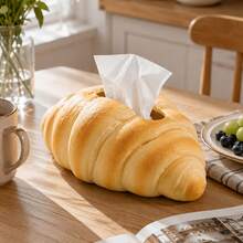 1pc Realistic Bread Shaped Tissue Box, Fun Pretzel Toast Design, Tissue Box Holder Fits 10.92x7.87cm Tissues, Desktop Tissue Organizer, Kitchen Decor And Accessories, Creative Food Themed Home Decor For Living Room Bedroom Office Cafe Bathroom - Multicolor - View 11