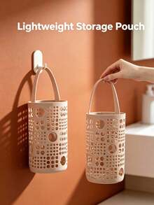 Hanging Storage Basket, Punch-Free Wall Organizer, Foldable Hollow Storage Bag,Punch-Free Hanging Hollow Storage Basket, Foldable Wall Mount Organizer For Kitchen Bathroom - Multicolor - View 3