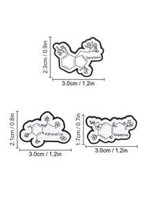 Chemistry Molecule Enamel Pin, Dopamine Serotonin Adrenaline Floral Badge, Decorative Lapel Pin For Backpack Jacket Student Gift - Multicolor - View 9