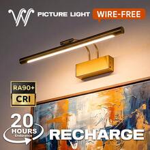 wamblz Wireless Rechargeable Picture Light With Remote Control, Three-Color Changing, Dimmable Timer Battery Operated Wall Light CRI90+, Suitable For Bedrooms, Living Rooms, Studies, Hallways, And Gallery Golden - B-gold - View 1