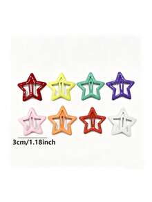 Colorful Metal Star Snap Hair Clips, 50pcs/100pcs Non-Slip Street Style Hair Accessories, Suitable For Women And Girls, Daily Wear And Party Occasions - Multicolor - View 10