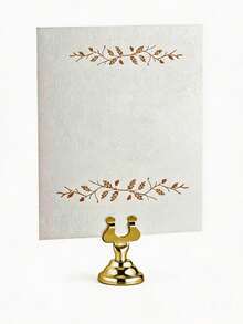 1pc Gold Stainless Steel Table Number Holder, Party Card Clip, Wedding Table Decor, Business Card Holder, Memo Clip, Metal Table Sign Holder - Multicolor - View 1