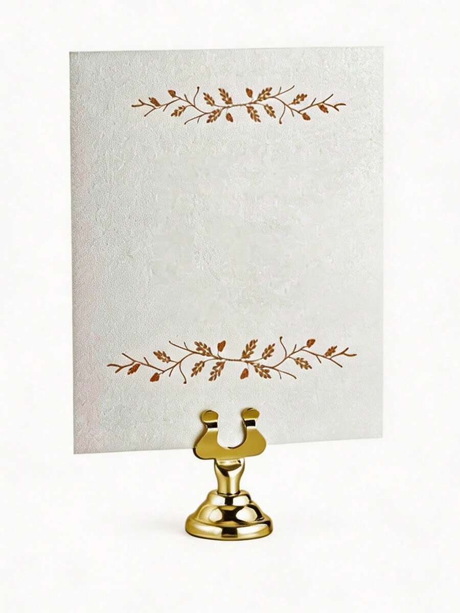 1pc Gold Stainless Steel Table Number Holder, Party Card Clip, Wedding Table Decor, Business Card Holder, Memo Clip, Metal Table Sign Holder - Multicolor - View 1