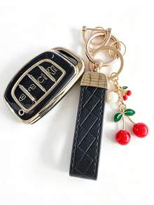 Car Key Cover Compatible With Beijing Langdong, Lingdong, Mingtu, Ix35, Ix25, Tucson, Sonata, 9-Button, Reina, Cherry Pendant, PU Rope - A - View 12