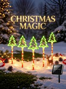 1pc Solar Christmas Tree Light, Waterproof Christmas Tree Design Lawn Decorative Light, Suitable For Christmas Tree Decoration, Winter Outdoor Garden Courtyard, Path, Fence, Step, Terrace, And Christmas Party Atmosphere Lights - Christmas Tree - View 11