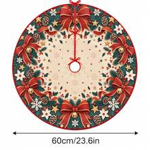 1pc Large Red Bow & Bell Pattern Christmas Tree Skirt, Elegant Color Holiday Decoration, 5 Sizes, Unisex Holiday Gift, Suitable For Home And Party Christmas Decor - Red Bow Bell - View 10