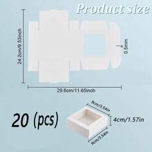 20pcs White Kraft Paper Transparent Window Gift Boxes 3.6x3.6x1.4 Suitable For Baking Cookies Cakes Candy Wedding Party Christmas Gift Packaging - White - View 17