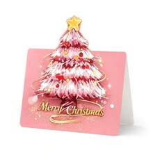 10pcs 3D Christmas Tree Greeting Card Set, New Christmas Blessing Message Card, Holiday Gift, Suitable For Festive Gifting, Atmosphere Decoration, Event Hosting - Greeting Card - View 4