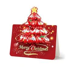 10pcs 3D Christmas Tree Greeting Card Set, New Christmas Blessing Message Card, Holiday Gift, Suitable For Festive Gifting, Atmosphere Decoration, Event Hosting - Greeting Card - View 5