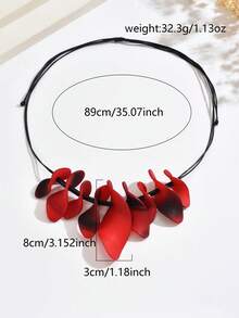 1pc Bohemian Vintage Exaggerated Short Collarbone Chain Necklace Women's Jewelry Accessory - Red - View 5