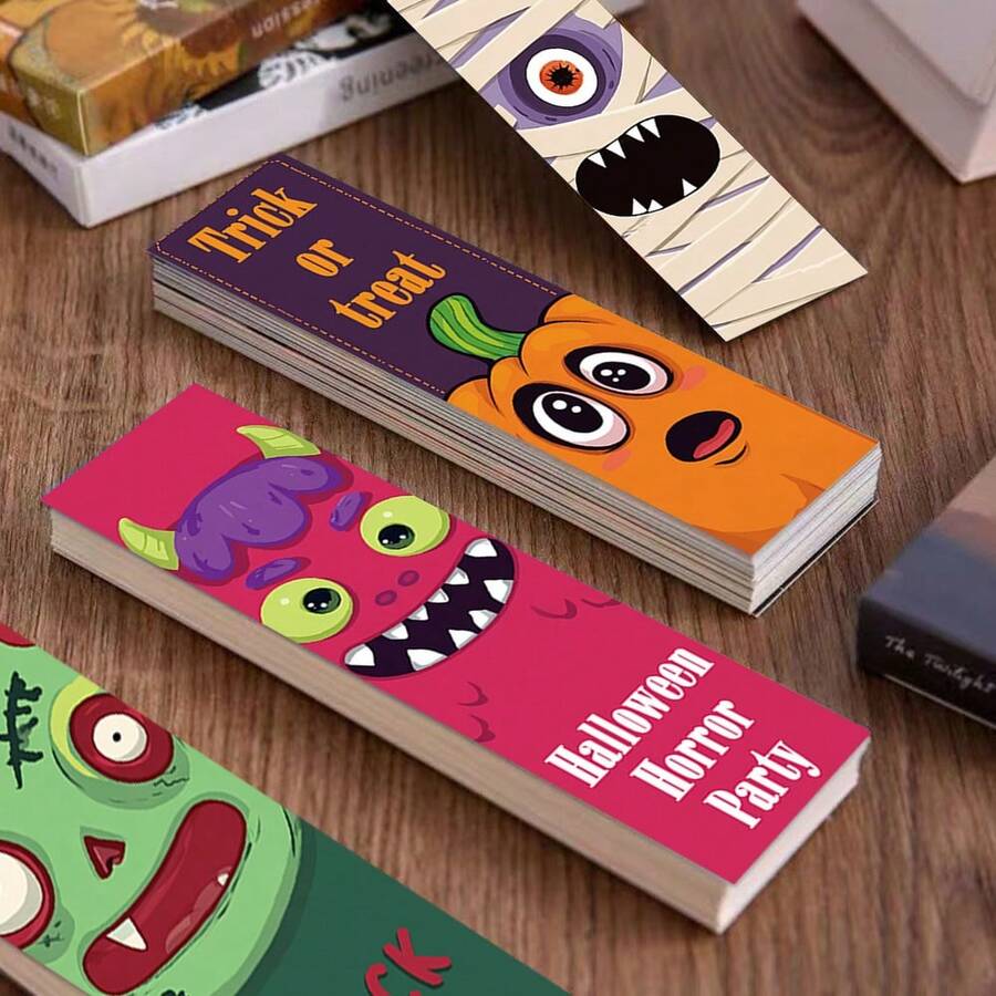 30pcs Cartoon Halloween Bookmarks, Doodle Bookmarks, Reading Bookmarks, Birthday And Christmas Gifts - View 1