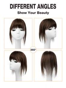 8*12 Inch Women's Straight Dark Brown Clip-In Hair Extensions, Natural Looking Basic Hair Piece, Suitable For All Brown Hair Bangs, Can Modify Face Shape - S2 - View 9