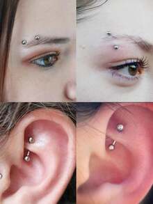 TOKRING أقراط روك وحلقات حاجب مجوهرات ثقب الحاجب باربل منحني من سبيكة التيتانيوم 16G مع طقم كرة حلقات ثقب التراغوس مجوهرات 6 مم 8 مم 10 مم - فضي - مشاهدة 4