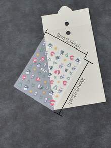 1pc Cute Cartoon Snowman & Bear Nail Stickers, Hollow Christmas Tree, Star & Reindeer Nail Decals, Christmas Theme, Shiny Surface, Asymmetrical Shape, Soft & Cute Style, Suitable For Holiday Party & Daily Manicure - Multicolor - View 2