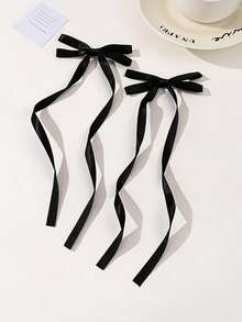 2pcs Ins Style Fashion Girls Bow Hair Clips, Suitable For Daily Casual Outfit Accessories - Multicolor - View 11