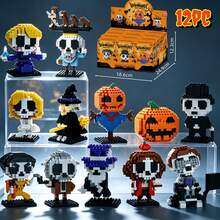 Creative Micro-Particle Mini Halloween Theme Toy Building Blocks Series, ABS Material, Children's Building Block Toy Set, Soft Building Mat. Gift For Kids/Guests. Includes 6pcs Value Bag Version/12pcs Gift Box Version. DIY Educational Assembly Handmade Toy, Halloween Gift. - Multicolor - View 9