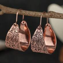 Gmzalx Women's Vintage Bohemian Carved Hoop Earrings, Pattern Accessory, Suitable For Daily Wear, Casual Occasions And Holiday Parties - Bronze - View 7