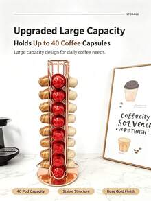 1pc Coffee Capsule Storage Rack, Storage Box, Coffee Display Stand, 40-Capsule Coffee Pod Holder, Rotating Display Storage Rack, Suitable For Office, Kitchen, Restaurant, Hotel And Other Occasions. - Multicolor - View 5