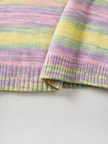 FOR BEAUTY Women's New Autumn Knit Sweater, Green & Blue Striped Round Neck Mid Sleeve Pullover, Casual Style, Suitable For Daily Wear And Commuting - Multicolor - View 8