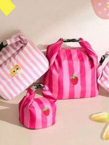 1pc Roll-Up Bento Bag Lunch Box Bag Insulated Bag Handbag Bento Bag Commuter School Office Portable Large Breakfast Lunch Bag Rice Bag - Multicolor - View 3