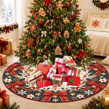 1pc Large Red Bow & Bell Pattern Christmas Tree Skirt, Elegant Color Holiday Decoration, 5 Sizes, Unisex Holiday Gift, Suitable For Home And Party Christmas Decor - Red Bow Bell - View 6