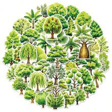 50Pcs Green Tree Sticker Kit, Tropical Palm,Leafy Shrub & Fruit‑Bearing Tree Waterproof Decals, For Art Diary, Scrap Album, Tumbler, Laptop, Phone Shell, Fresh Natural‑Style Embellishment, Nature‑Lovers Handout Treats - Irregular Shape - View 5