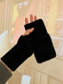 Solid-Color Fingerless Gloves-Stylish, Versatile, Stretchy, And Plush-Suitable For Sports, Cycling, Crafting, Students, Outdoor Activities, Party Outfits, And Daily Protection. - Multicolor - View 17
