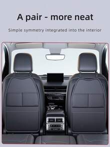 1pc Car Rear Seat Back Kick Mat PU Leather Seat Back Storage Bag Hanging Organizer Car Interior Storage Seat Back Organizer Multi-Functional - A - View 2