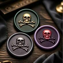 1pc Embossed Skull Wax Seal Stamp, Gothic Vintage Design, Brass Material. Suitable For Halloween Cards, DIY Handmade Decoration, Envelopes, Party Invitations And Gift Packaging. (Handle, Wax And Ink Not Included) - Skeletal Specimen - View 5