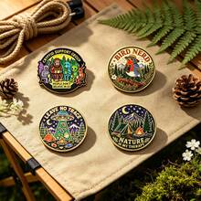 Outdoor Adventure Enamel Pin Set, Cryptid Support Group, Bird Nerd, Leave No Trace, Nature Lapel Brooch Backpack Decor, Unique Gift For Outdoor Lovers - Multicolor - View 5