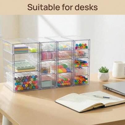 Chefstory Acrylic Organizer With 8/16 Drawers, Clear Storage Drawers For Office Supplies, Desk Organization And Storage For Makeup, Jewelry, Art Crafts