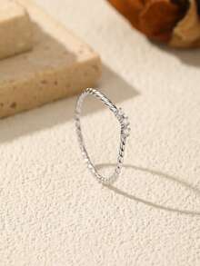 MODIAN D Color Moissanite Stacking Ring 925 Sterling Silver Twisted Rope Thin Braided Finger Ring Fine Jewelry For Women - Silver - View 8