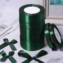 25 Yards/Roll Christmas Decoration Ribbon Satin Dark Green Satin Ribbon, Suitable For DIY Crafts, Gift Wrapping, Bows, Parties, Weddings, Christmas Decorations, Hair Bow Making Materials - Dark Green - View 4
