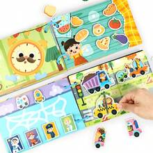 Montessori Busy Book Set, Space & Transportation Themed Toddler Activity Book With Reusable Stickers, Educational Kids Gift - Multicolor - View 5