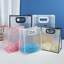 1/5/10pcs Transparent PVC Frosted Tote Bags Gift Packaging Bags Souvenir Bags, Suitable For Storing Books, Textbooks, Miscellaneous Items, Toys, Figures, Etc., Use Scenarios: School, Home - Multicolor - View 3