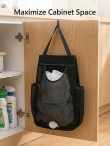 1/2 Mesh Hanging Plastic Bag Holder, Multifunctional Hanging Storage Bag, Space Saving, Suitable For Cabinets, Pantry And Bathroom, Large Capacity, Essential Kitchen Items, Kitchen Accessories, Bathroom Accessories, Christmas, Cutting Board - Multicolor - View 3