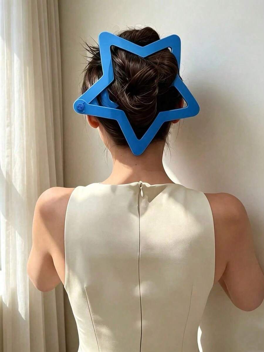 1pc Large Hollow Star Hair Clip, Giant Five-Pointed Star Hair Clip, Y2K Style Back Of Head Hair Clip, Unique Exaggerated Hair Accessory - Multicolor - View 1