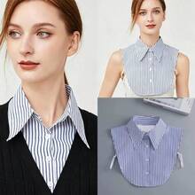 Striped Detachable Shirt Collar, Half Shirt With Button-Up Collar, Suitable For Daily Wear, Graduation Ceremony, Halloween Costume Accessory - Multicolor - View 9