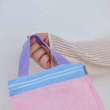 1pc Lightweight Mesh Shower Bag, Large Capacity Portable Toiletry Bag, Hanging Bathroom Storage Bag, Convenient Lightweight Shower Tote, Multi-Functional Cute Cosmetic Storage Bag - Multicolor - View 6