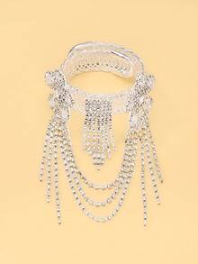 1pc Women's Adjustable Flower-Shaped Hollow Arm Cuff Bracelet, Rhinestone Multi-Layer Tassel Arm Cuff, Suitable For Women To Wear At Ball, Club, Evening Party Occasions - JL2315 - View 7