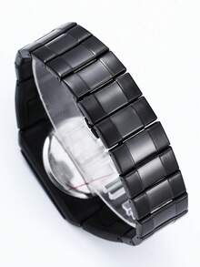 1 Men's Cool, Handsome, Personalized, Large Color Changing Glass Dial, Niche And Versatile Steel Strap Waterproof Quartz Watch - Black - View 9