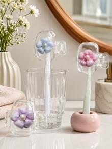 Cherry Blossom Pattern Portable Toothbrush Cap, Transparent Travel Toothbrush Storage Box, Toothbrush Head Protective Clip, Toothbrush Storage Clip, Toothbrush Dust-Proof Protective Cover, Portable Design Easy To Carry, Dust-Proof Cap, Suitable As Gift For Couples, Friends, Family, Teachers, Travel Enthusiasts, Essential For Home, Dorm, Vacation, Suitable For Birthday Gift, Back To School Gift, Wedding Accessory, Spring/Summer Essential - A - View 10