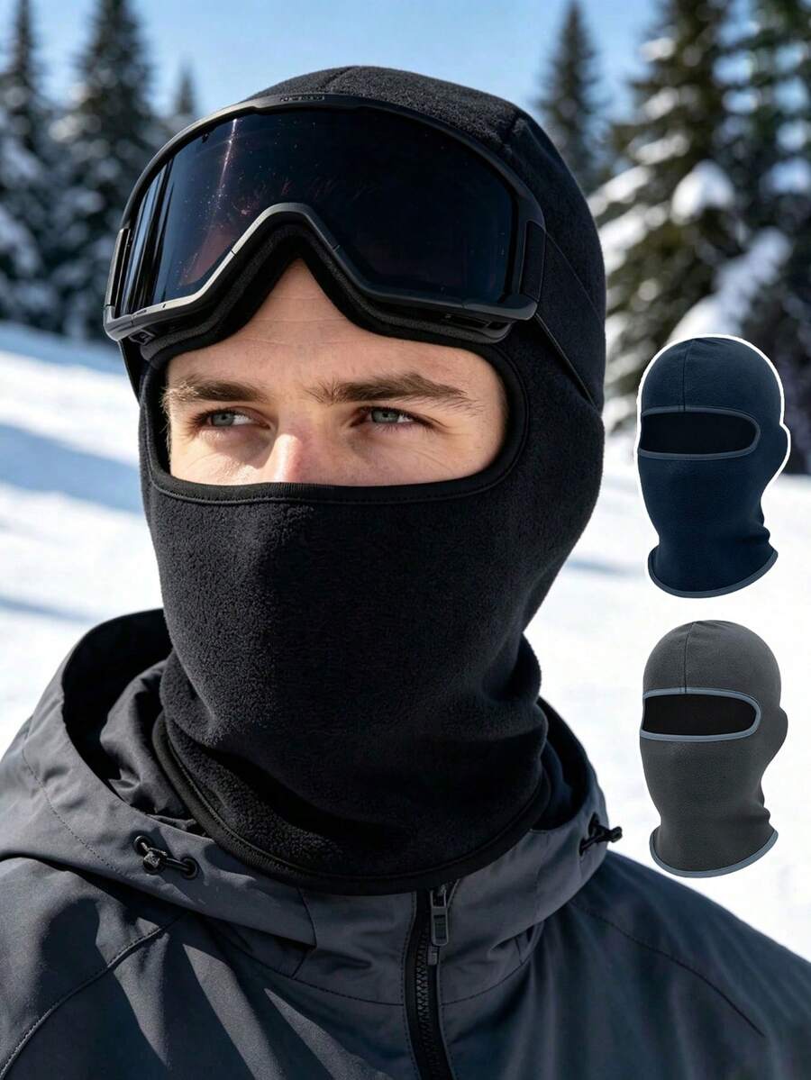 1pc Balaclava Ski Mask, Winter Warm Fleece, Cold Weather For Men Women Soft Warm Fleece, Breathable Mesh, Movable Face Cover, For Skiing Snowboard Motorcycle Cycling Outdoor Work - Multicolor - View 1