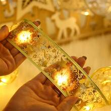 LED Ribbon String Lights, Battery Powered, For Christmas Tree Decoration, Double-Layer Gold Foil Satin String Lights - New Year, Valentine's Day, Indoor Use Holiday Atmosphere Decoration - Battery Box Ribbon - View 13