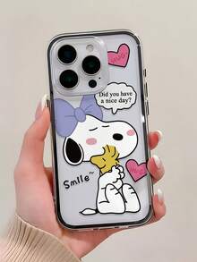 1pc Cartoon Snoopy Pattern, Contrast Color 2-In-1 Black Anti-Drop Phone Case, TPU Material, Suitable As Holiday Gift, Compatible With Apple 11 12 13 14 15 16pro/Promax/14 15 16plus/17/18promax/18pro, Unisex - Multicolor - View 5