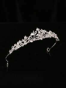 1 Luxury High-End Exquisite Fashion Rhinestone Ball Crown Headband... - Silver - View 3